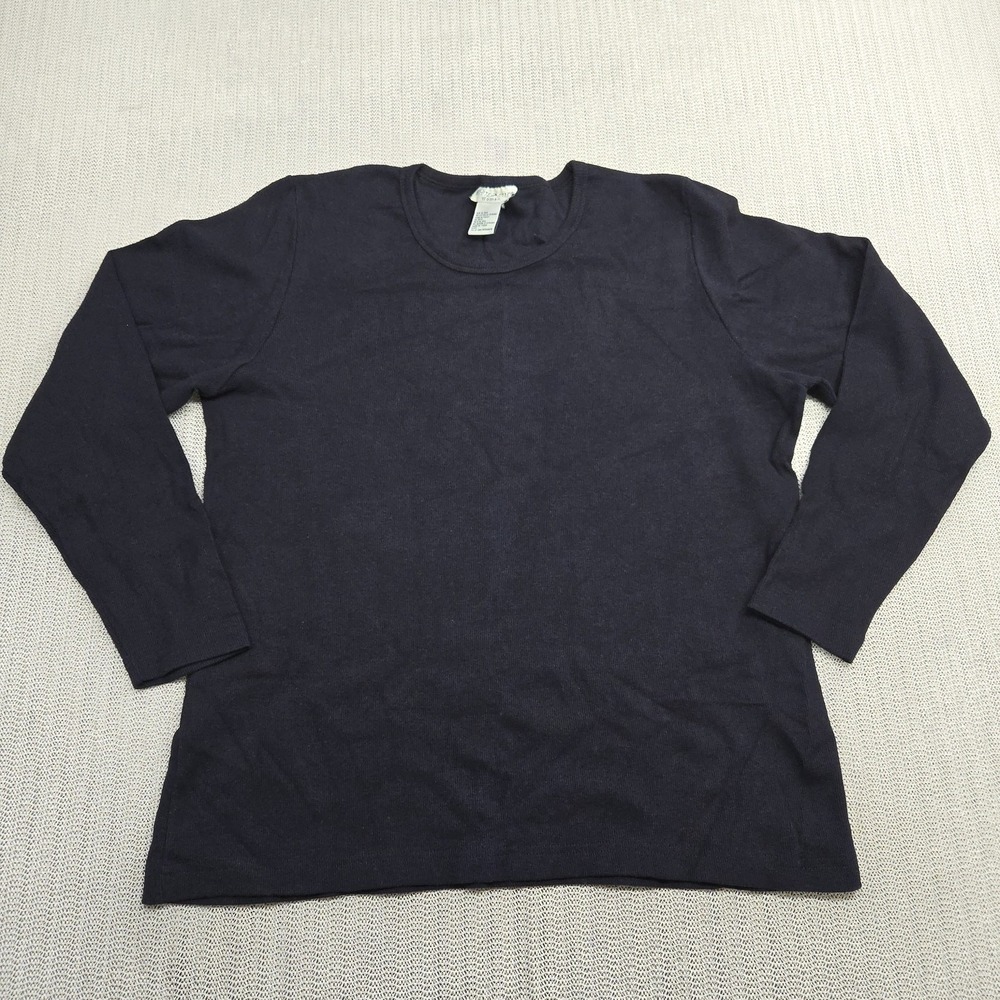 White Stag Sweater Womens 18 20W Black Long Sleeve Pullover Stretch Crewneck Top